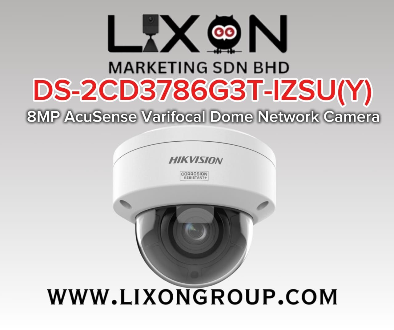HIK VISION DS-2CD3786G3T-IZSU(Y) 8MP AcuSense Varifocal Dome Network Camera