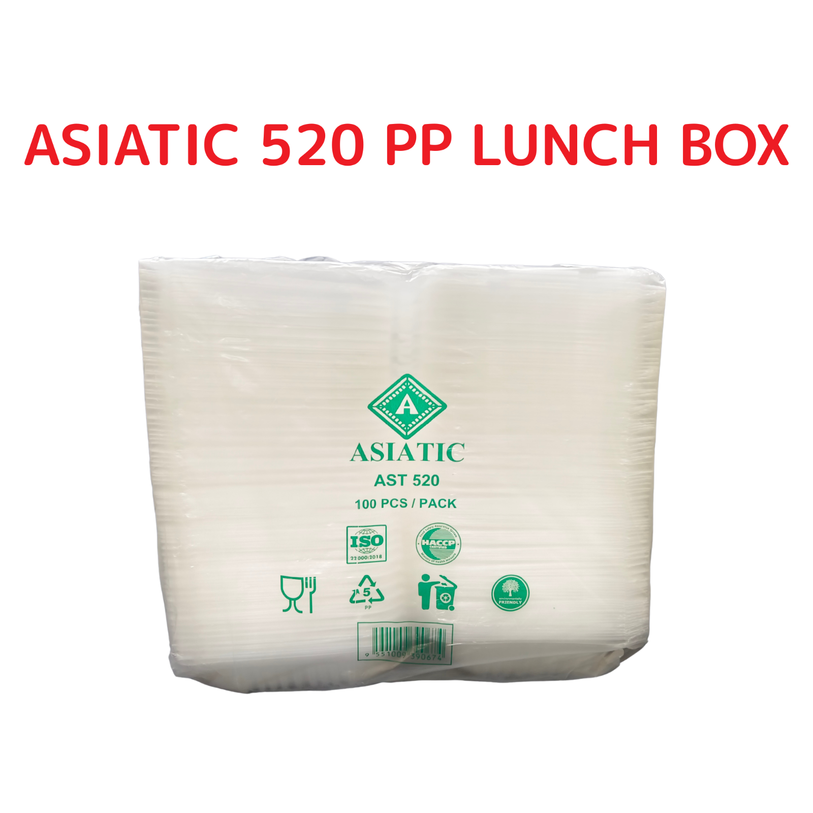 Asiatic 520 PP Lunch Box/Good Quality/Disposable Lunch Box/Kotak Nasi/Kotak Bungkus/打包饭盒 (100pcs±)