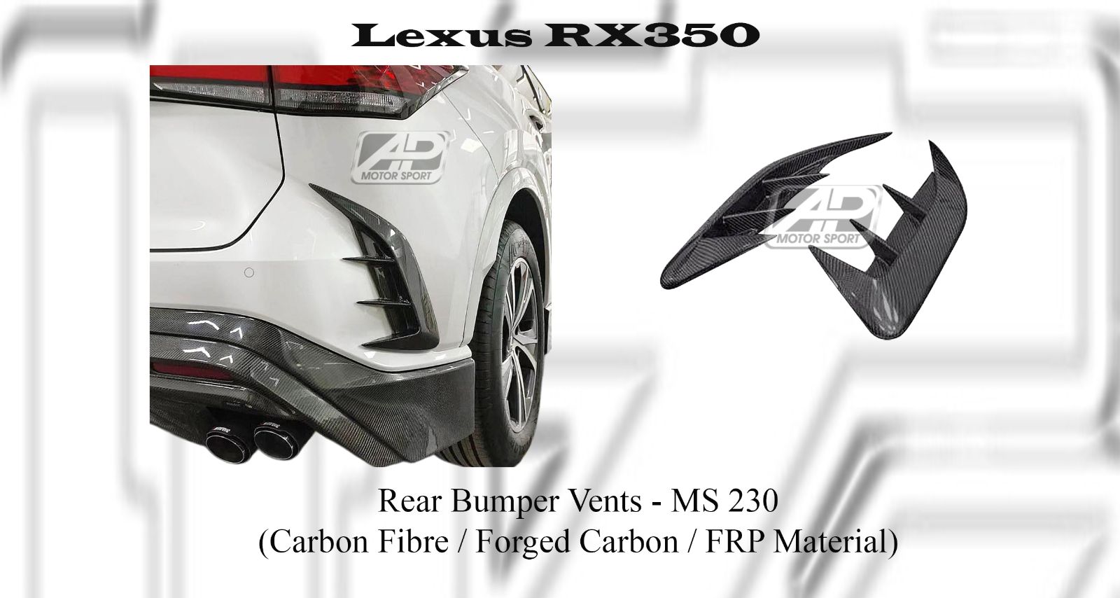 Lexus RX350 Rear Bumper Vents (Carbon Fibre / Forged Carbon / FRP Material)