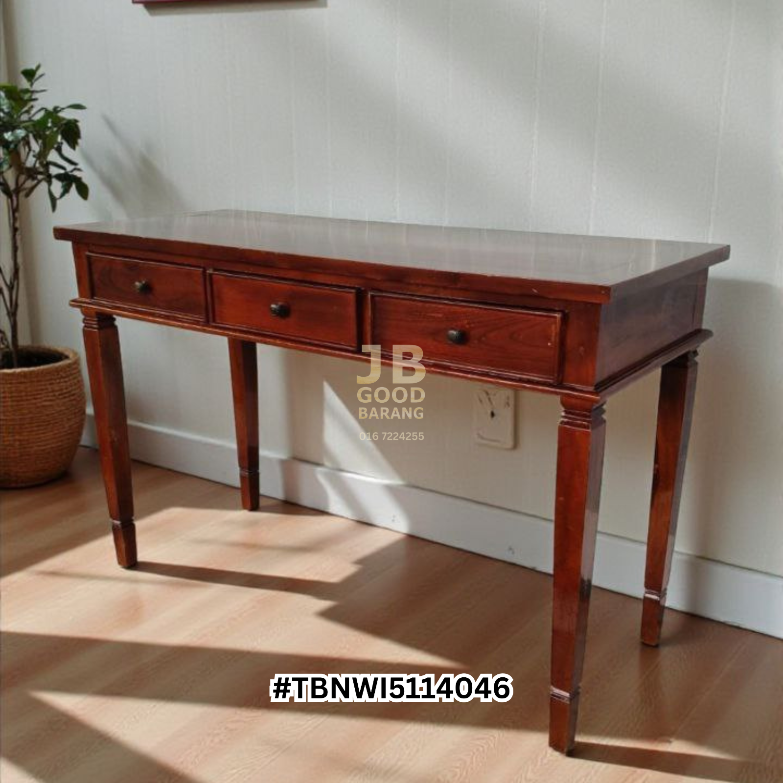 [SOLD] Heavy Solid Teak Wood Console Table with 3 Drawers – Good Quality