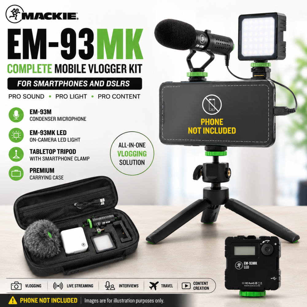 Mackie EM-93MK | Complete Mobile Vlogger Kit for Smartphones and DSLRs