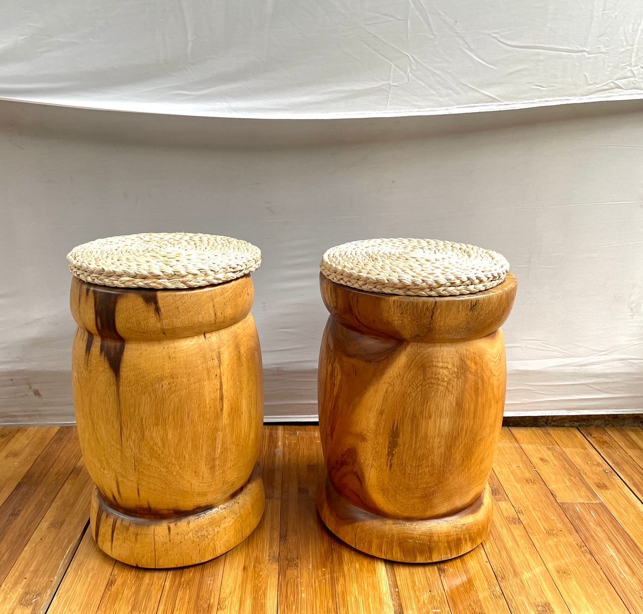 Barrel Wood Side Tables