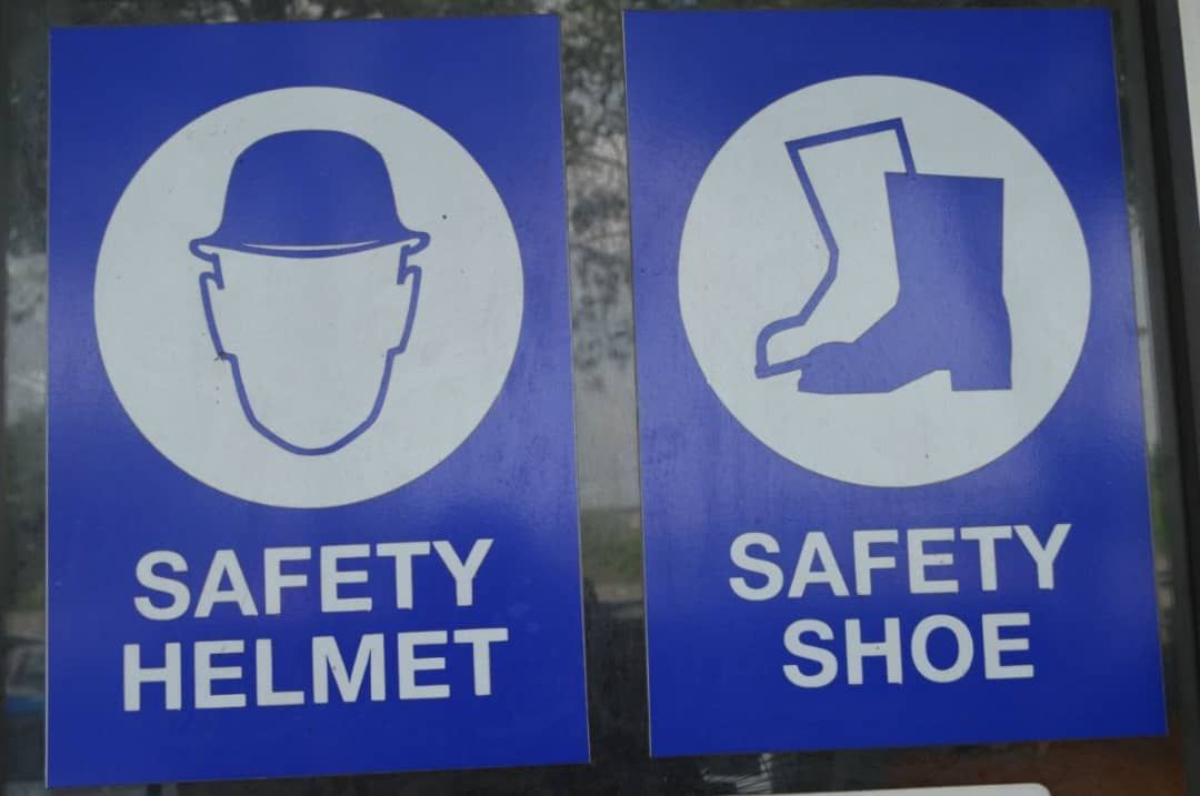 SAFETY HELMET, SAFETY SHOE SIGN BOARD