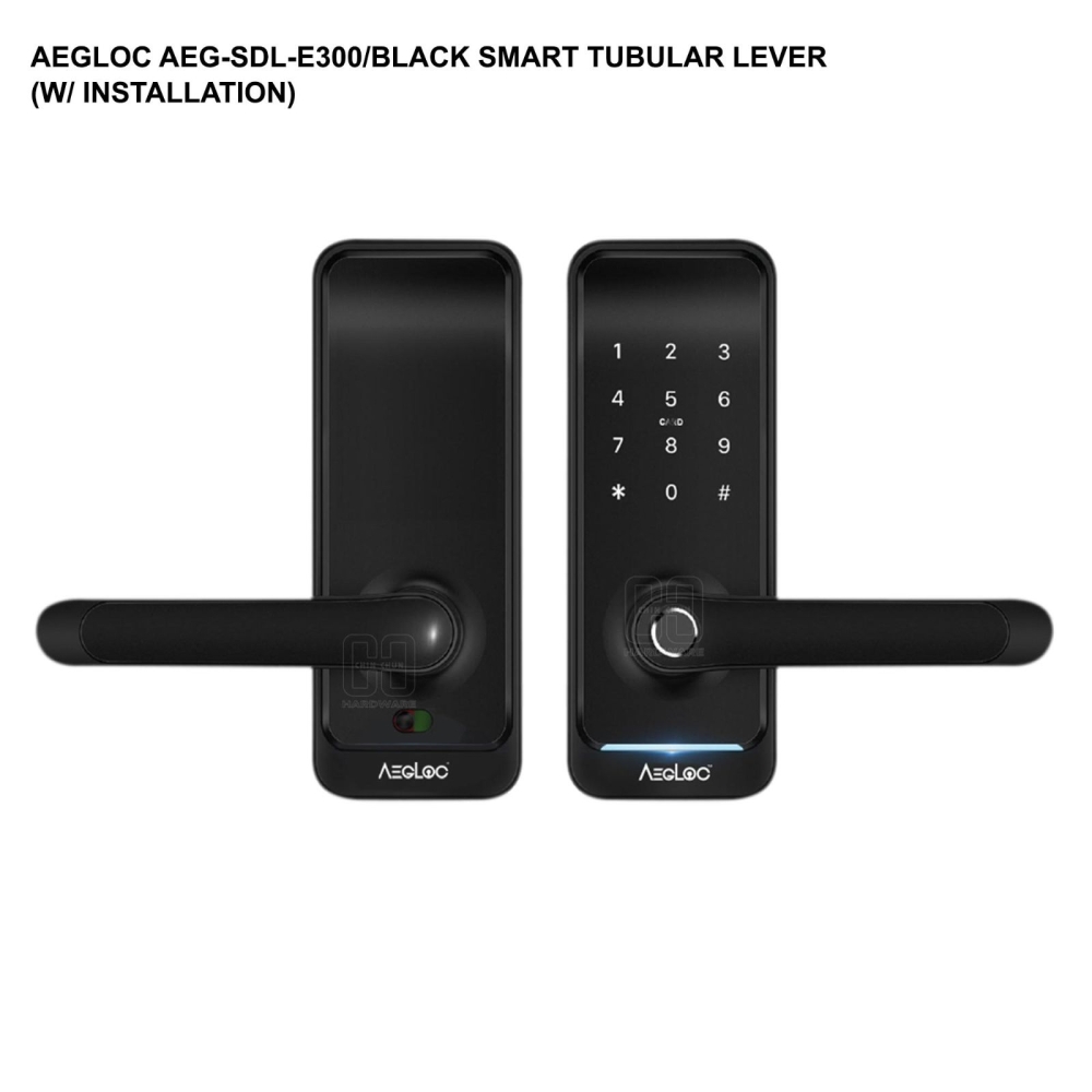 AEGLOC AEG-SDL-E300 / BLACK SMART TUBULAR LEVER (WITH INSTALLATION)