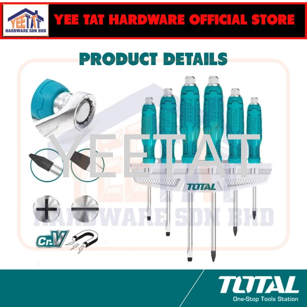 [ TOTAL ] THGSS35061 Go-Through Screwdriver Set 6pcs / set