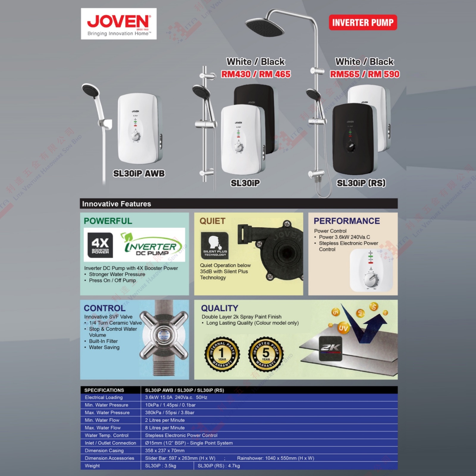 JOVEN BRAND INVERTER DC PUMP - SL30iPAWB SL30iP SL30iP(RS)