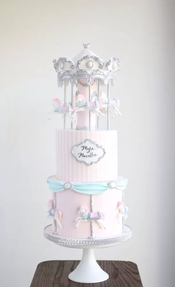 Pink Silver Carousel Cake