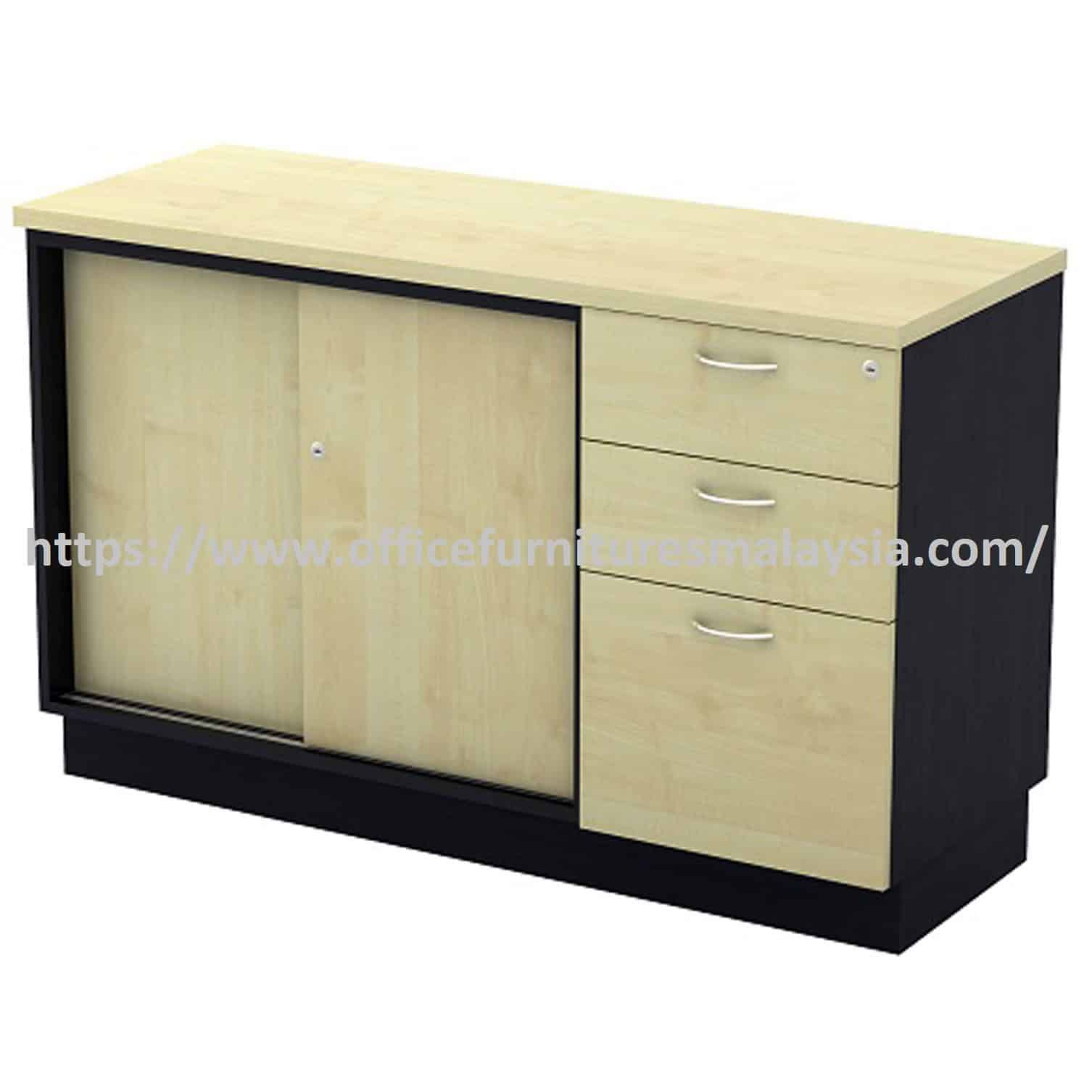 4 ft Brisk Sliding Door Low Cabinet with Fixed 2D1F Drawer Pedestal OFTYSP7123