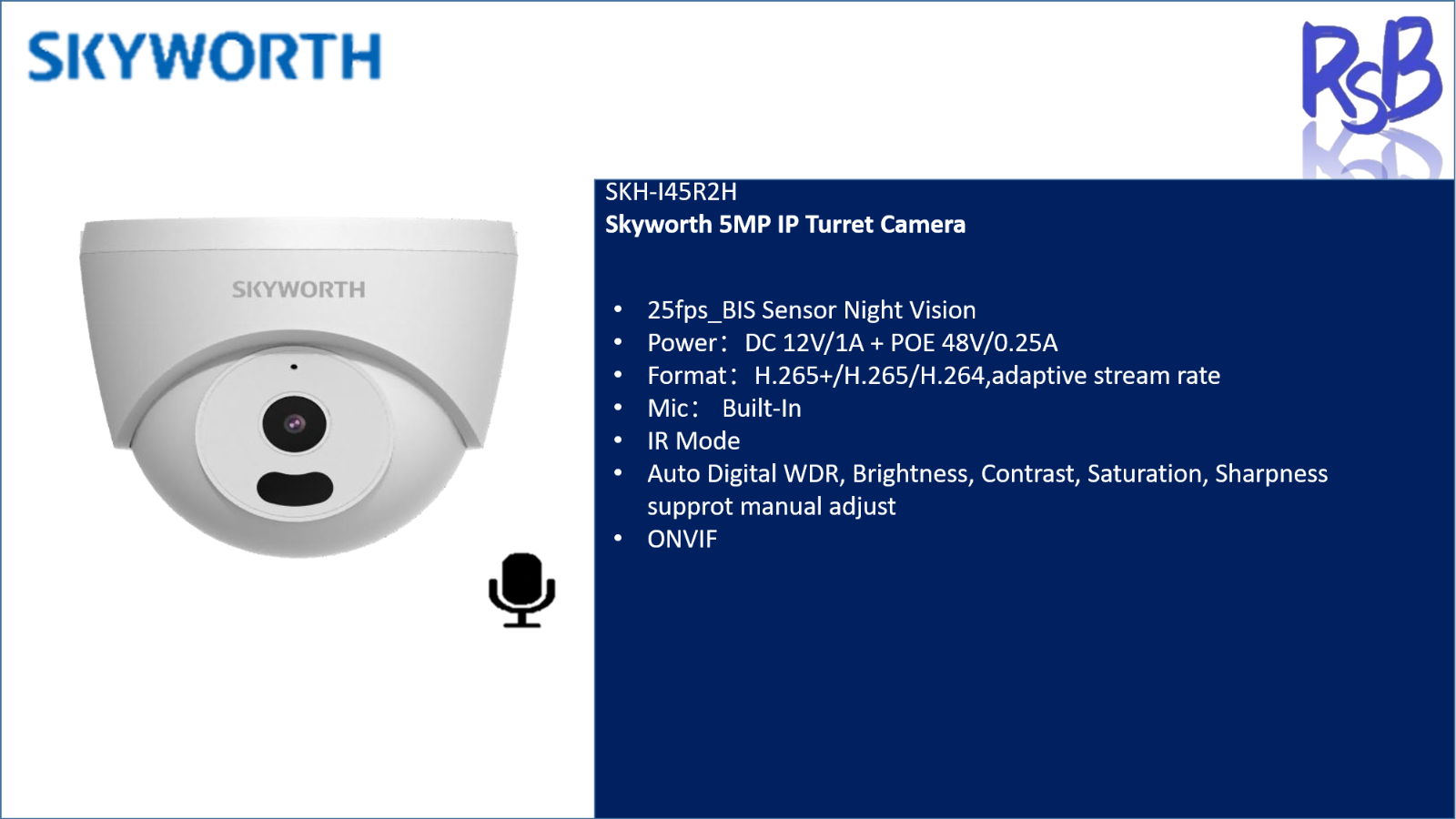 Skyworth 5MP IP Turret Camera - SKH-I45R2H