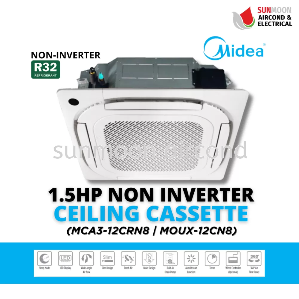 MIDEA 1.5HP CEILING CASSETTE AIR CONDITIONER MCA3-12CRN8 PRODUCT KUALA LUMPUR, SELANGOR - NON INVERTER R32