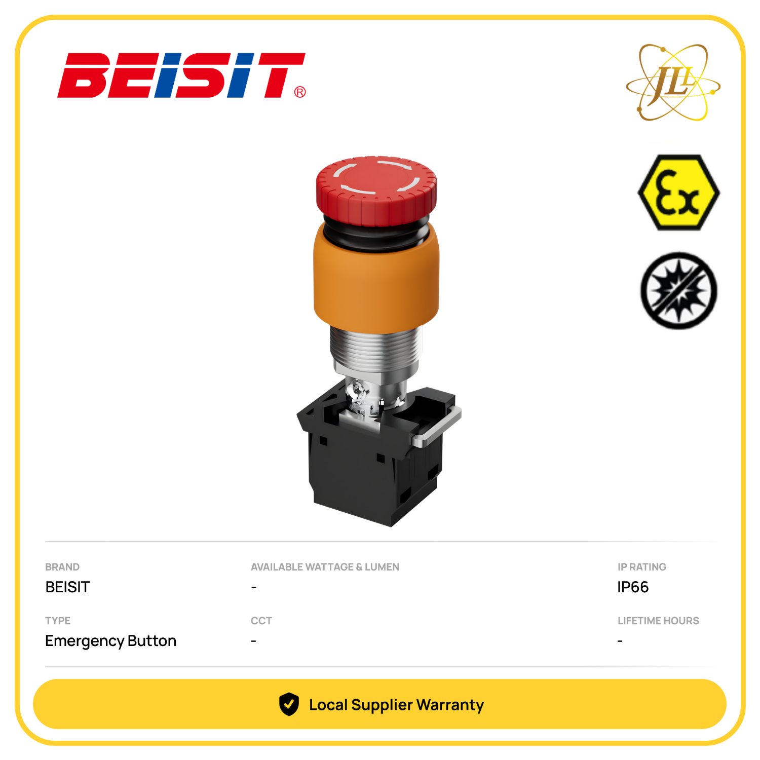 BEISIT BST8013 EXPLOSION PROOF ROTARY SWITCH EMERGENCY STOP BUTTON M30X1.5 MAX 10A IP66 [GREEN/RED/BLACK] (ATEX/IECEX CERTIFIED)
