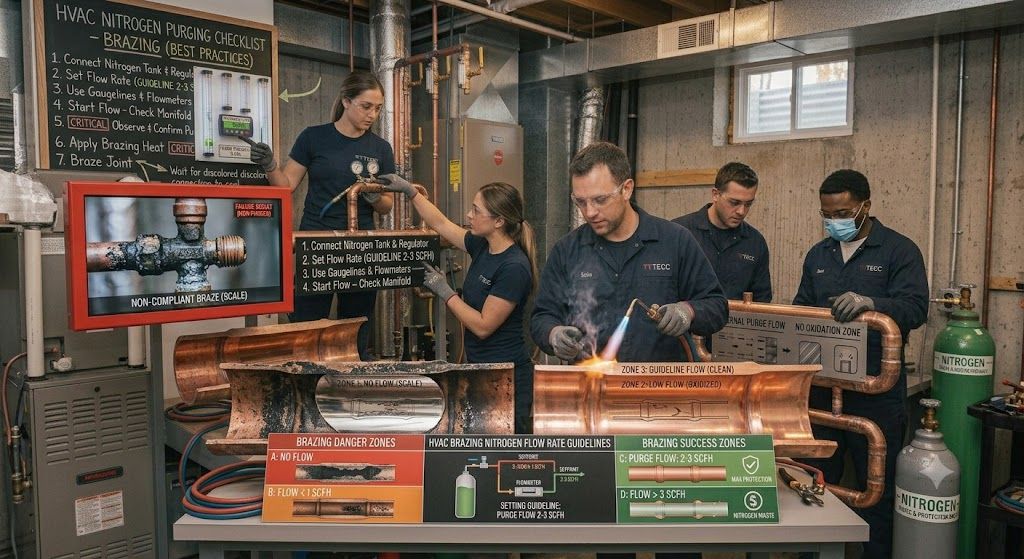 nitrogen purging copper brazing HVAC checklist