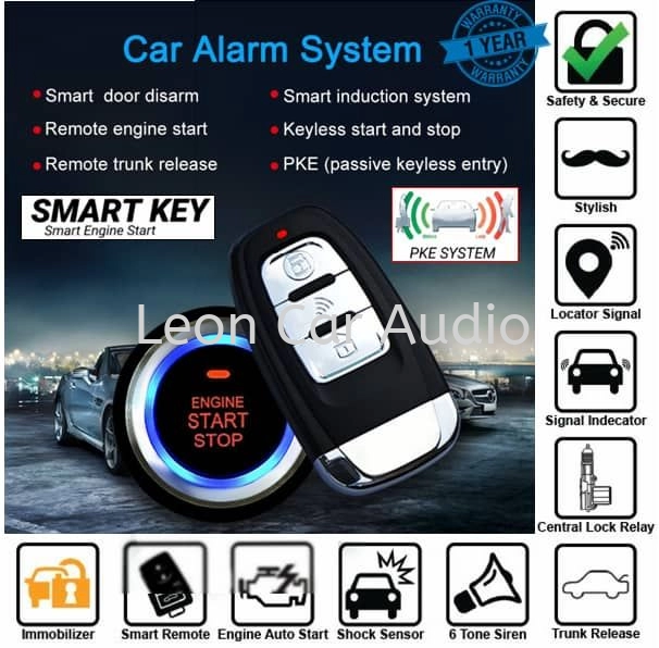perodua alza PKE Fully Keyless intelligent smart alarm system with Push start button and engine auto start