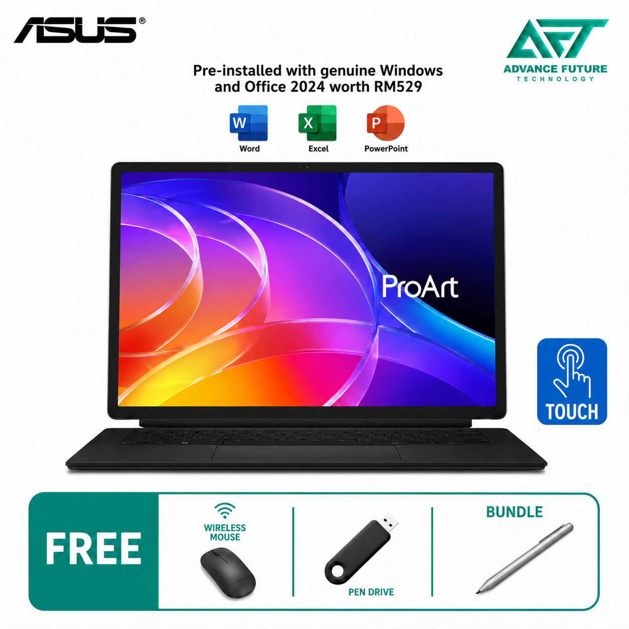 Asus ProArt PZ14 HT7407N-ASN078WS 14" 3K OLED Touch 2-In-1 Laptop Nano Black ( Snapdragon X2 Elite, 32GB, 512GB SSD, Qualcomm, W11, H&S 2024&M365 )
