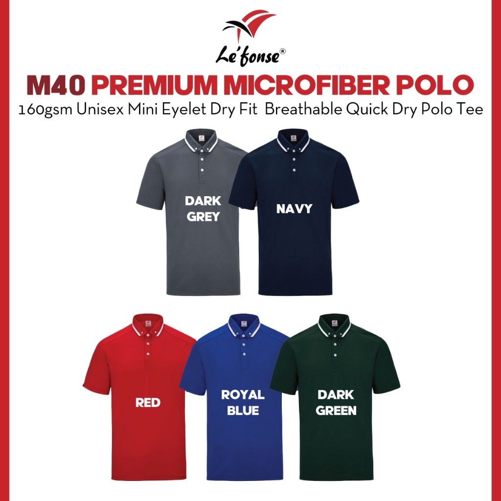 LEFONSE Premium Dri-Fit Microfiber Polo T-Shirt Unisex M4000