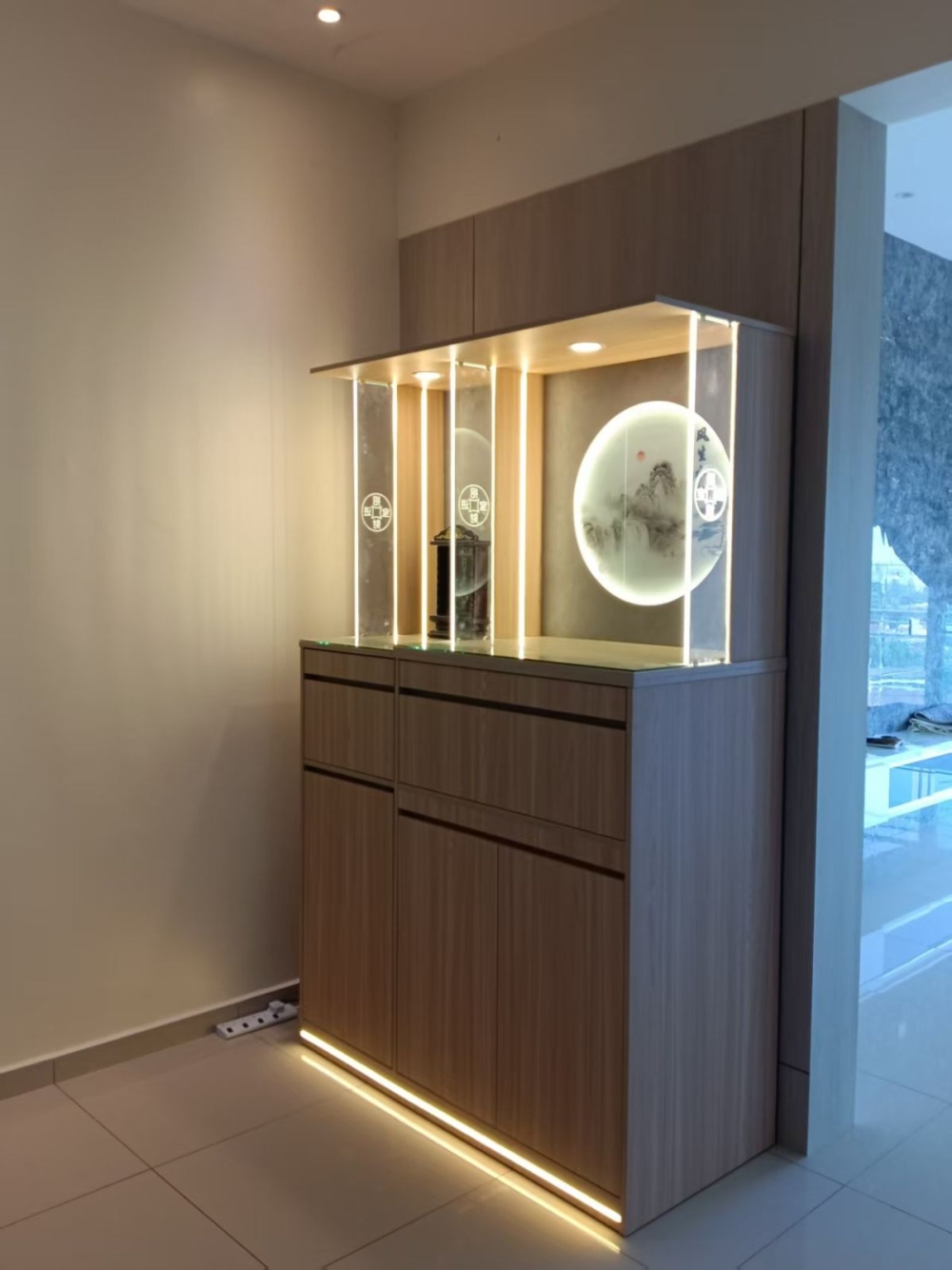 Modern Buddhist Prayer Altar Cabinet Malaysia | Contemporary Home Worship Table with LED Lighting | Modern Chinese Buddhist Altar Cabinet with LED Lighting and Storage for Condo & Home | Deliver Penang, KL – Cheras, Puchong, Georgetown, Tanjong Tokong, Ipoh & Sungai Petani