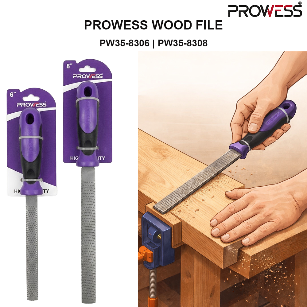 PROWESS WOOD FILE 6" | 8" | HIGH CARBON STEEL WOOD RASP FILE | PROFESSIONAL WOOD SHAPING HAND FILE ( PW35-8306 | PW35-8308 )