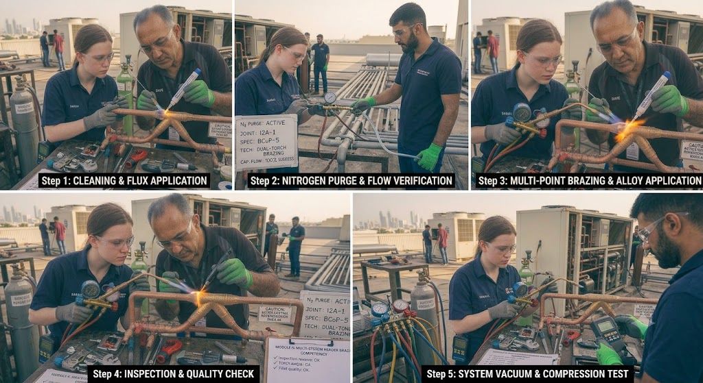 refrigeration installation brazing step by step skills