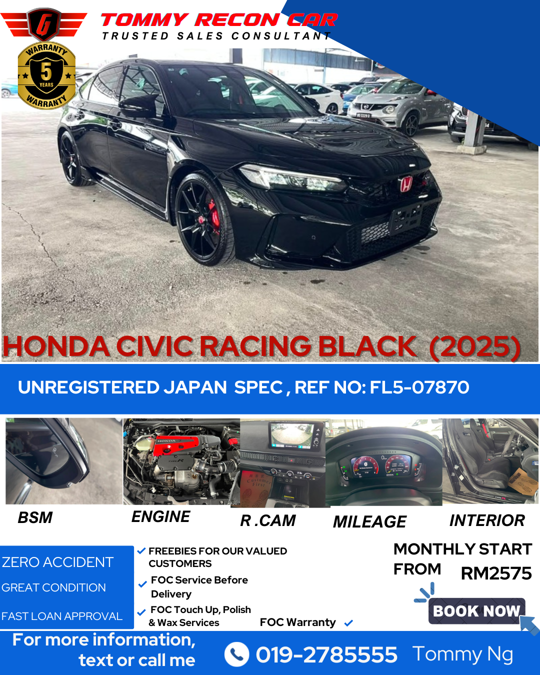 2025 HONDA CIVIC TYPE FL5 RACING BLACK