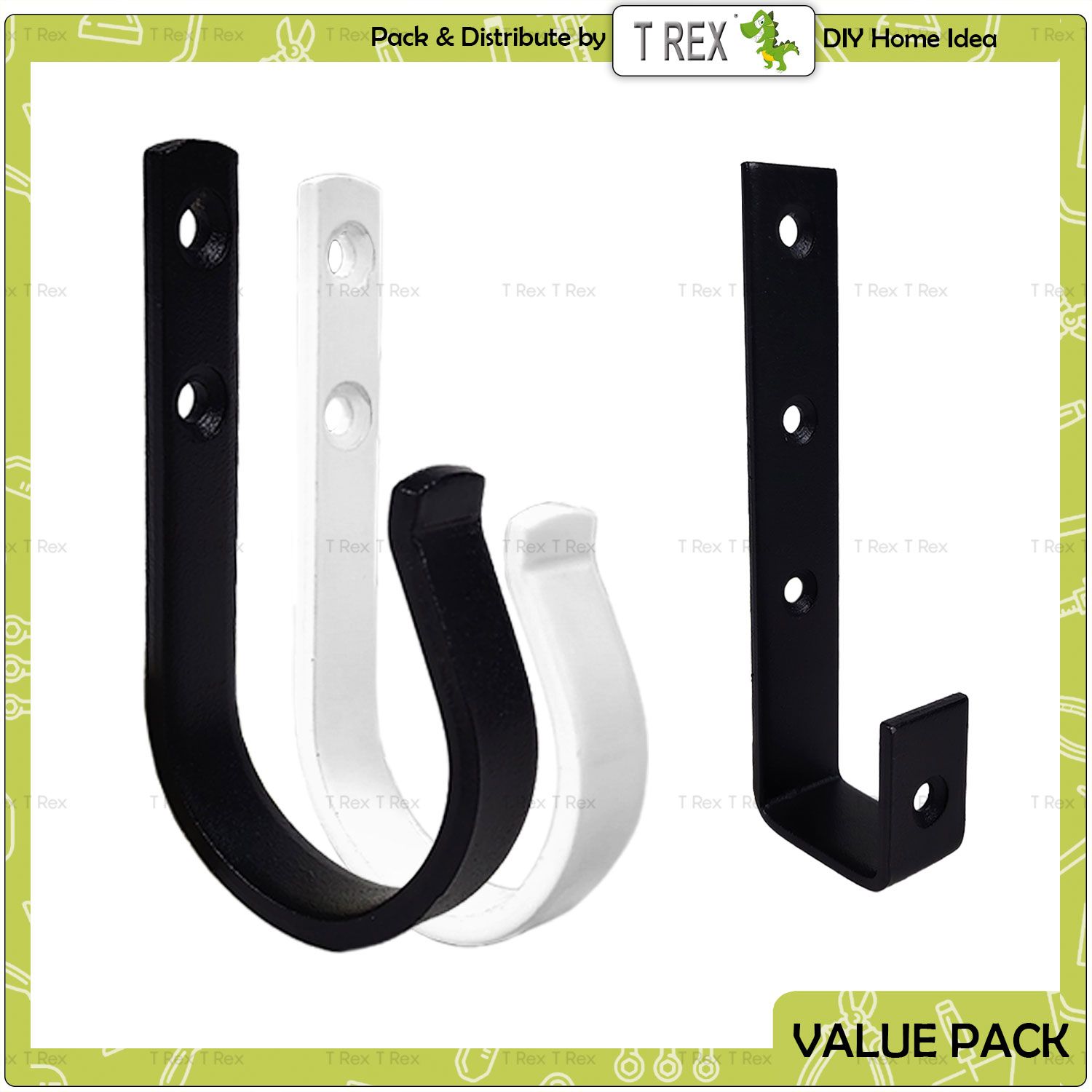 T Rex DIY Heavy Duty Wall Mount J Hook Holder