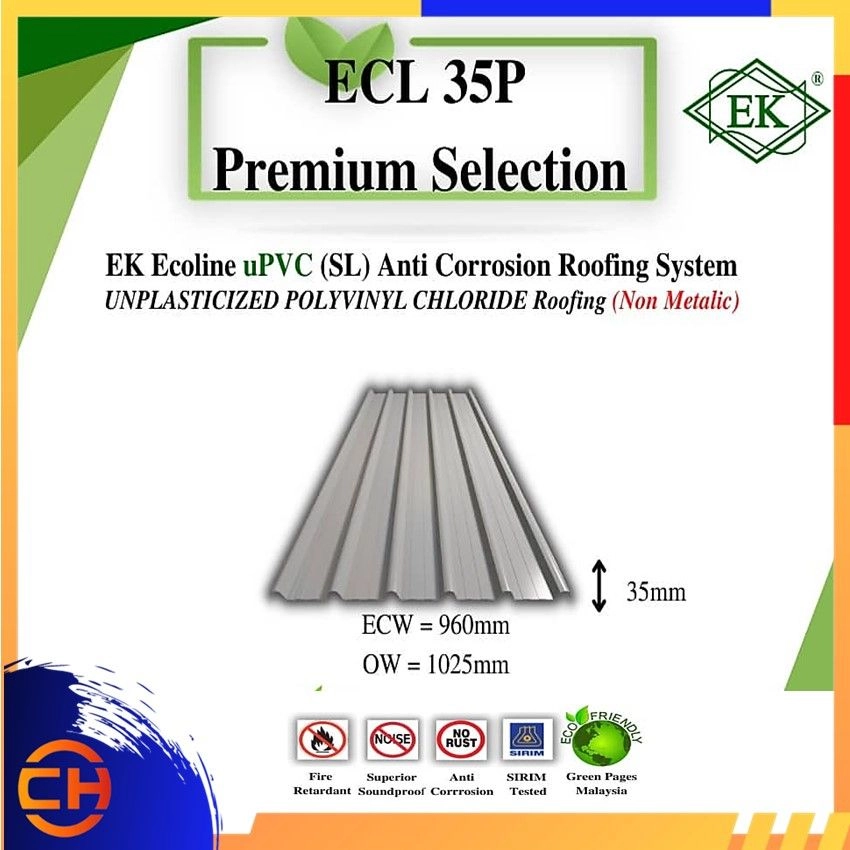 EK Ecoline uPVC (SL) Roofing Sheet ECL 35P & ECTSL 35P  (6 Wave) Premium Selection