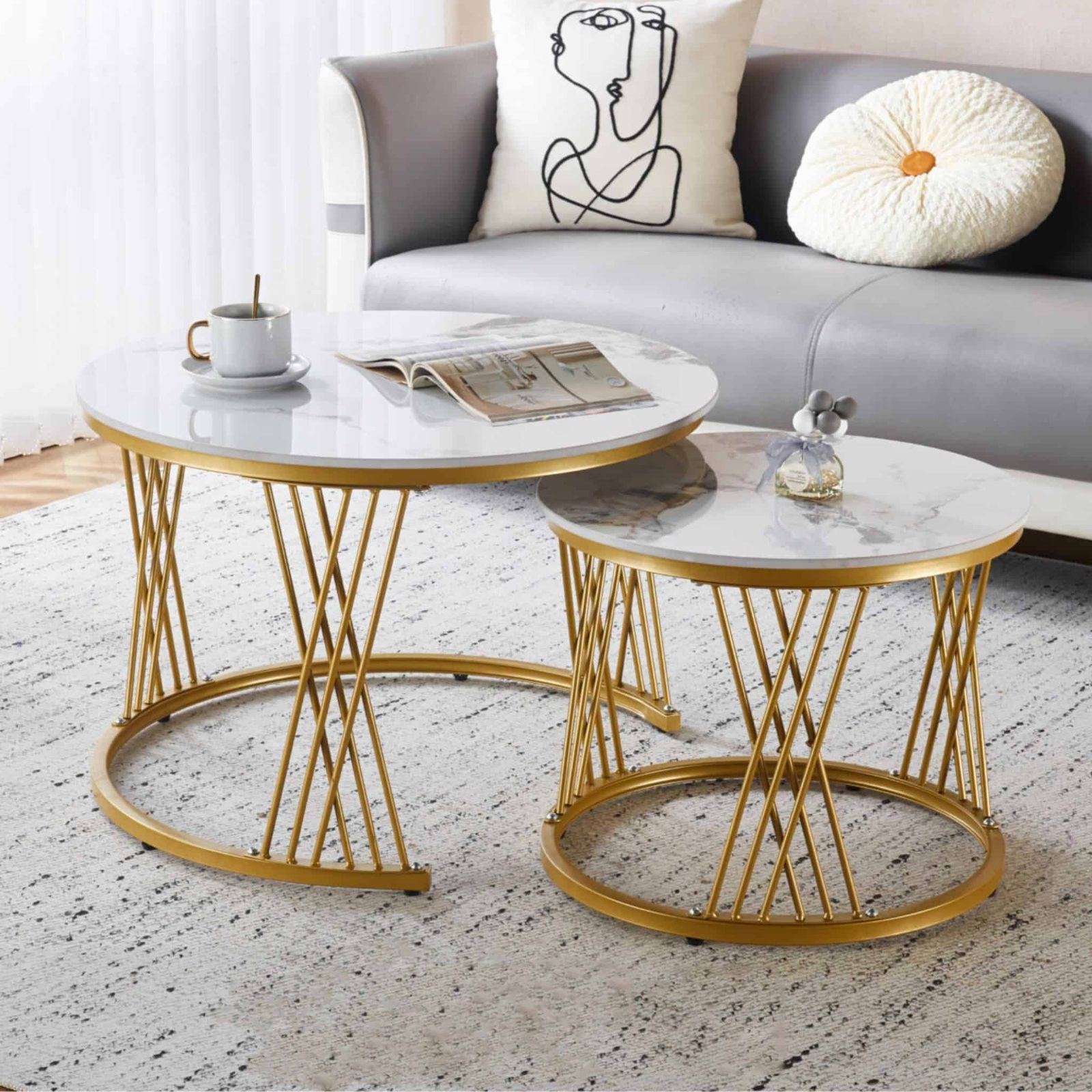 Lavia Stone Coffee Table Set OF2EK437417