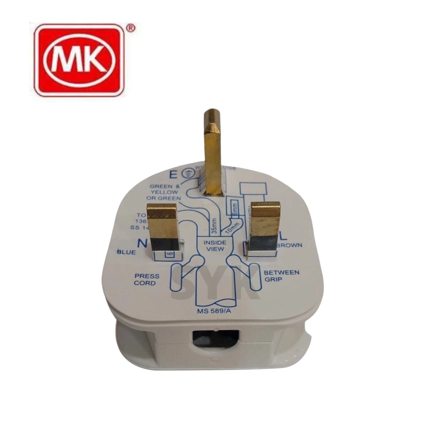 MK 654 3 Pin 13Amp Fused Plug Top