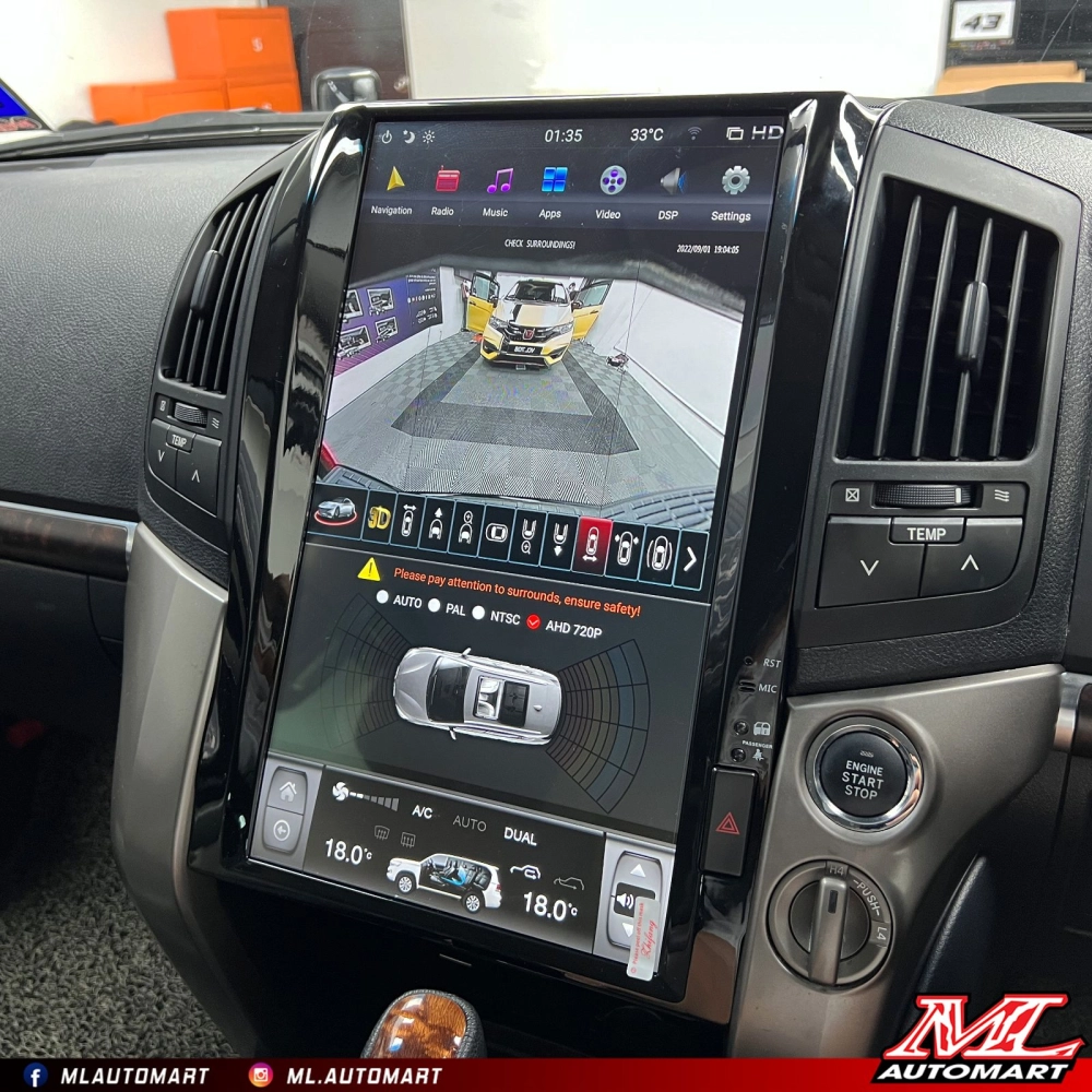 Toyota Land Cruiser LC200 2008-15 Vertical Style Android Monitor (16")