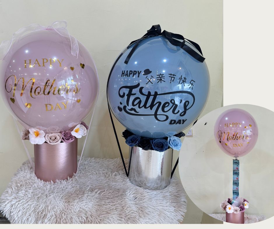 Mother's day Helium ballon  with soap flower Box (can put Money)