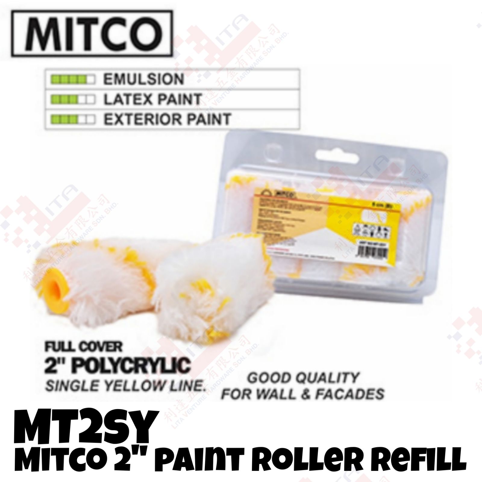 MITCO BRAND 2'' PAINT ROLLER REFILL - MT2SY