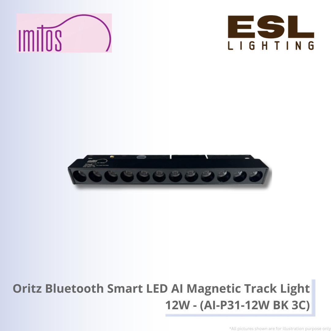 IMITOS Oritz Bluetooth Smart LED AI Magnetic Track Light 12W - AI-P31-12W BK 3C