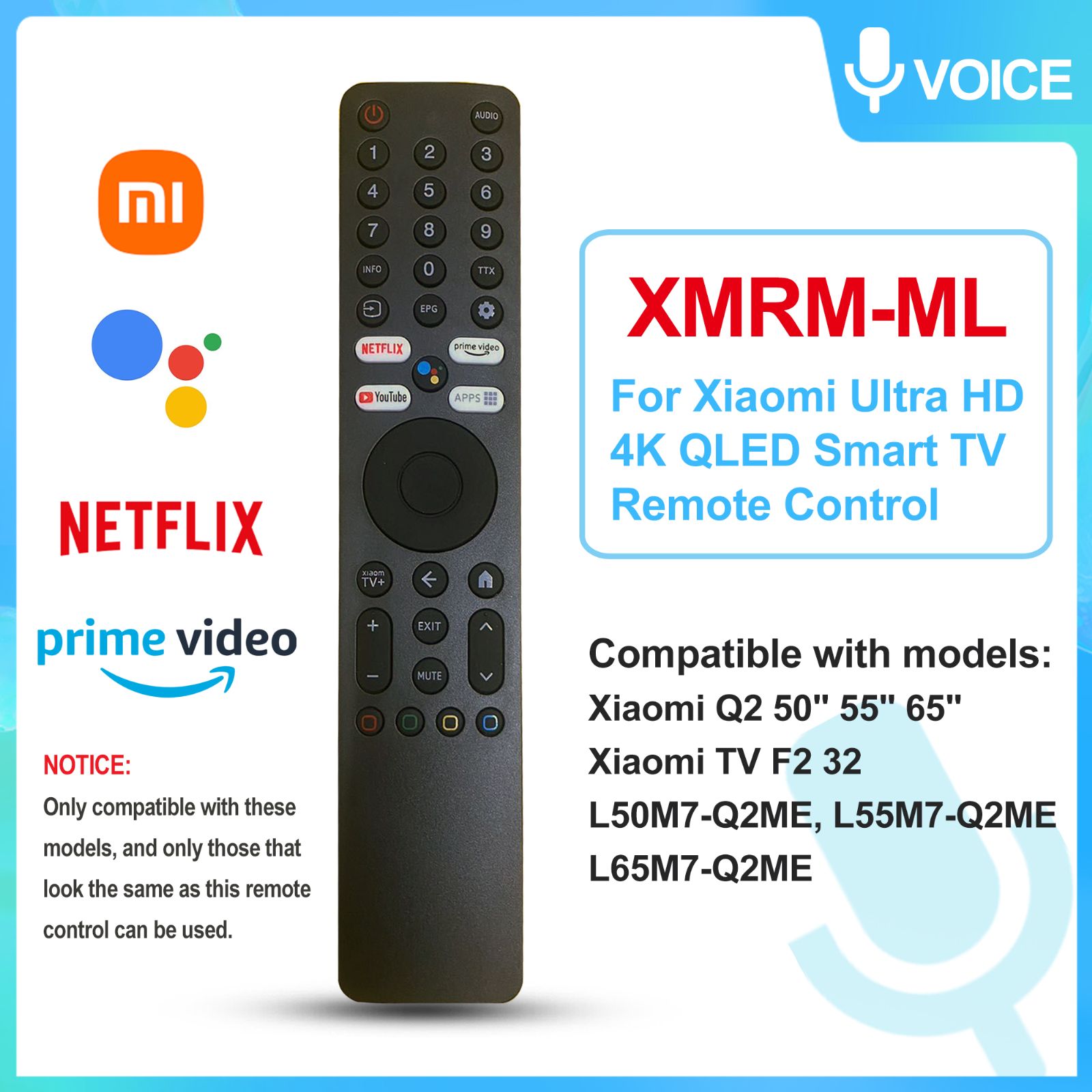 Xiaomi Voice Remote Control XMRM-ML for Xiaomi UHD 4K QLED TV Q2 50/55/65 Smart TV