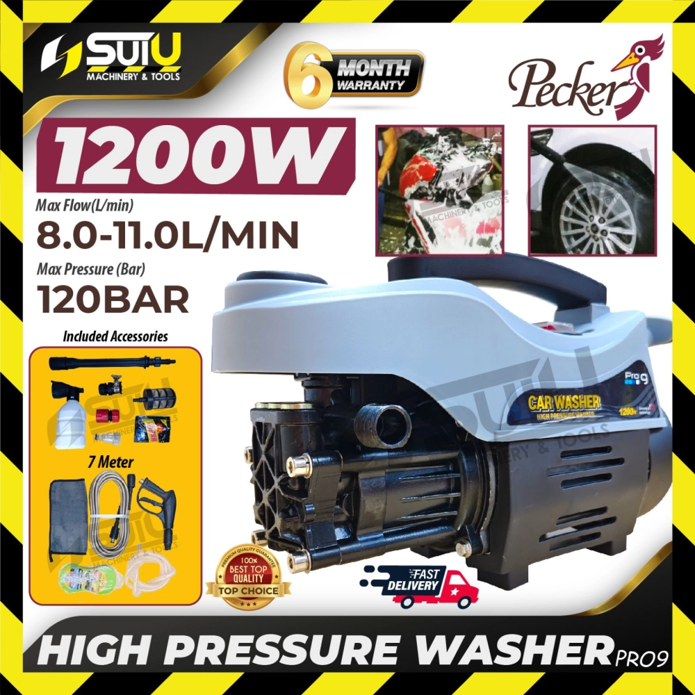 PECKER PRO-9 / PRO 9 / PRO9 120Bar High Pressure Washer / Pencuci Tekanan Tinggi 1200W