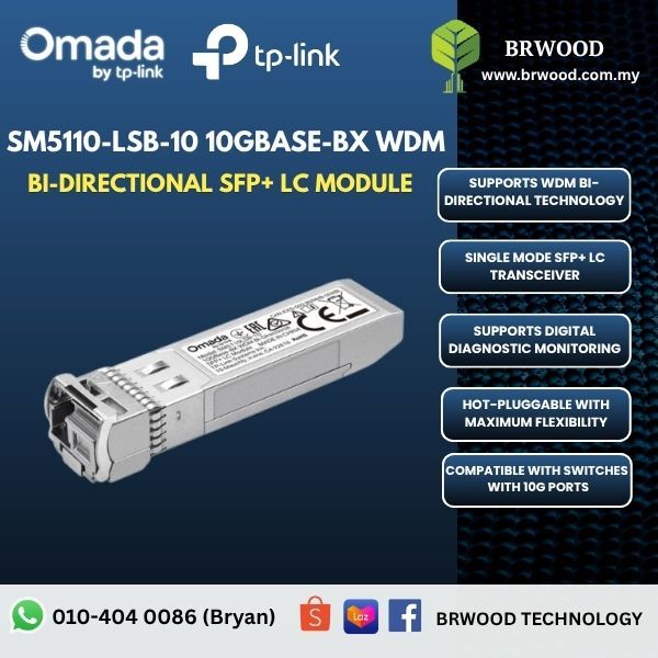 OMADA TP-LINK SM5110LSB-10: 10GBase-BX WDM Bi-Directional SFP+ LC Module