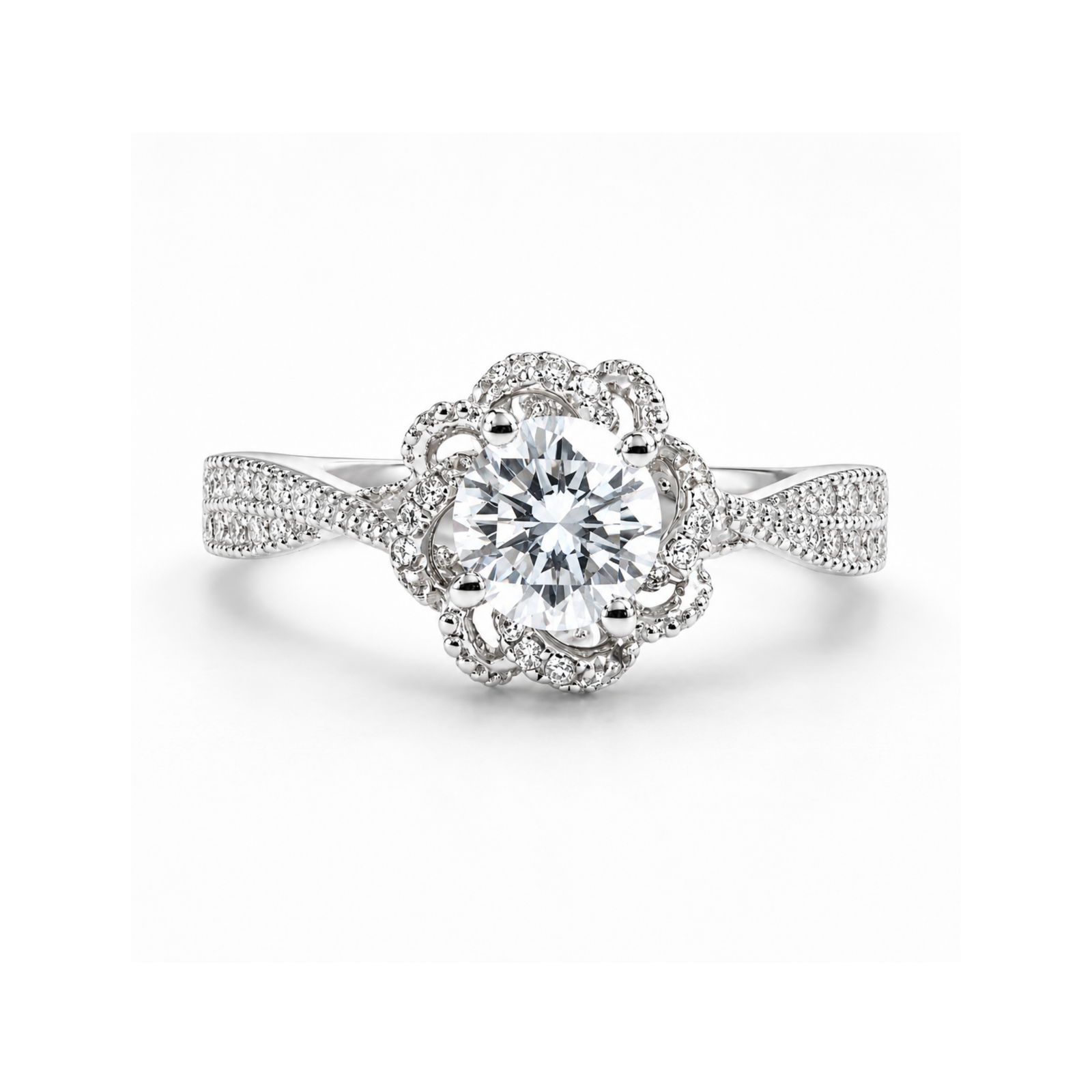 Roman & Co庐 Astreva Royal Bloom Pav茅  Engagement Ring