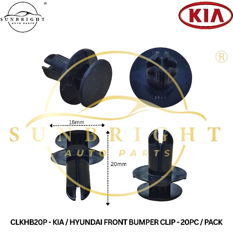 CLKHB20P - KIA / HYUNDAI FRONT BUMPER CLIP - 20PC / PACK