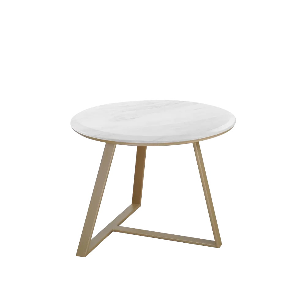 Ceni Marble Side Table Gold Leg (White)