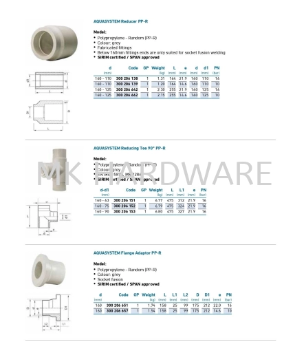 AQUASYSTEM FLANGE ADAPTOR PPR