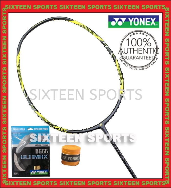 Yonex Arcsaber 7 Pro Badminton Racket (C/W Yonex BG66 UM string & Ac102 Overgrip)