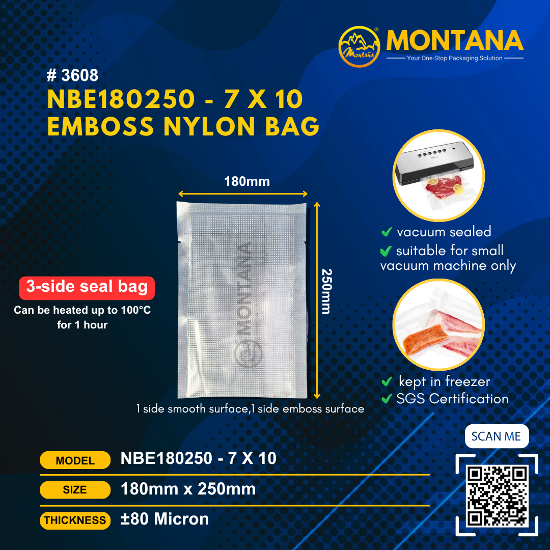 (3608) NBE180250 - 7 x 10 EMBOSS NYLON BAG