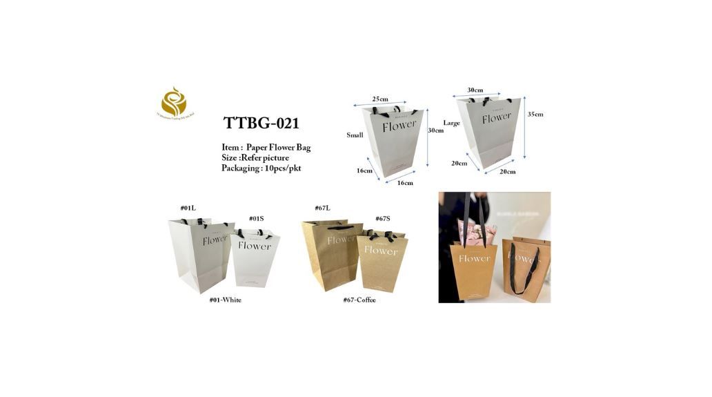 Craft Paper Flower Bag – Elegant Bouquet Gift Bag with Handles [ TT Wholesale ] (TTBG-021)
