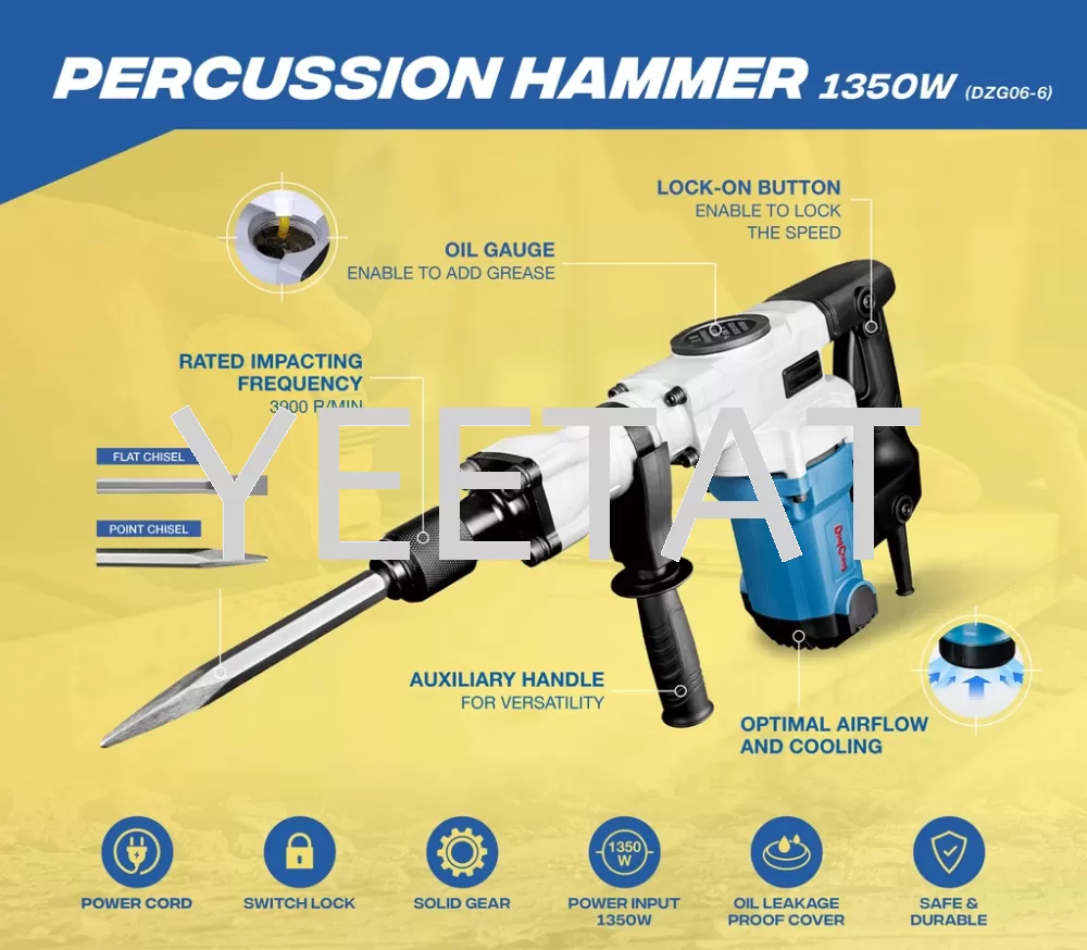 [ DONGCHENG ] DZG06-6 PERCUSSION HAMMER DEMOLITION (1350W)