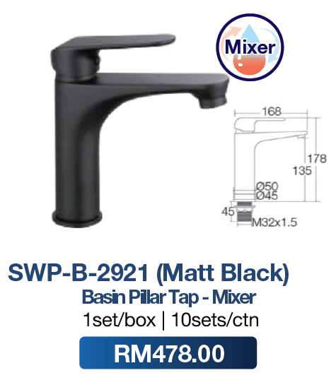 Saniware Basin Pillar Tap Mixer 2921 MB