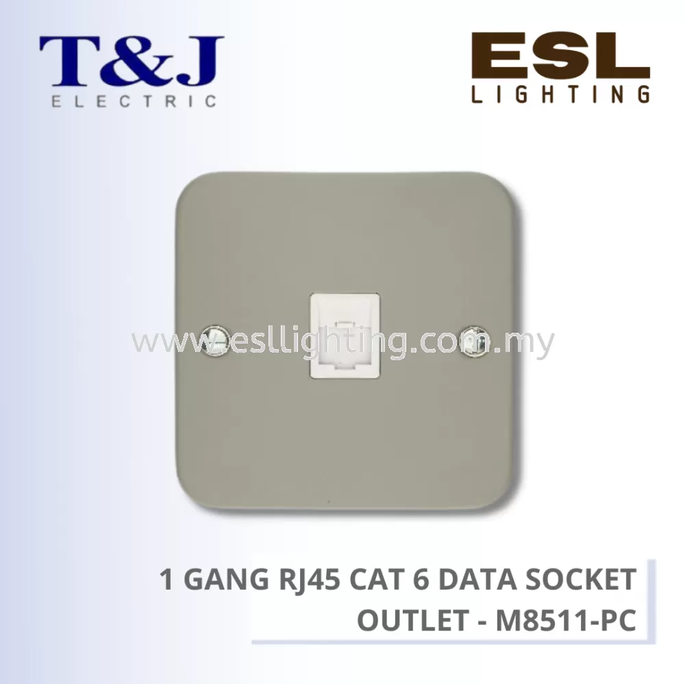 T&J METALCLAD SERIES 1 GANG RJ45 CAT 6 DATA SOCKET OUTLET - M8511-PC