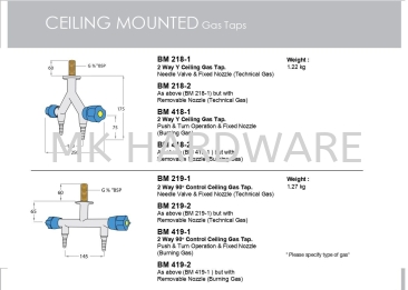 CEILING MOUNTED (GAS TAPS)