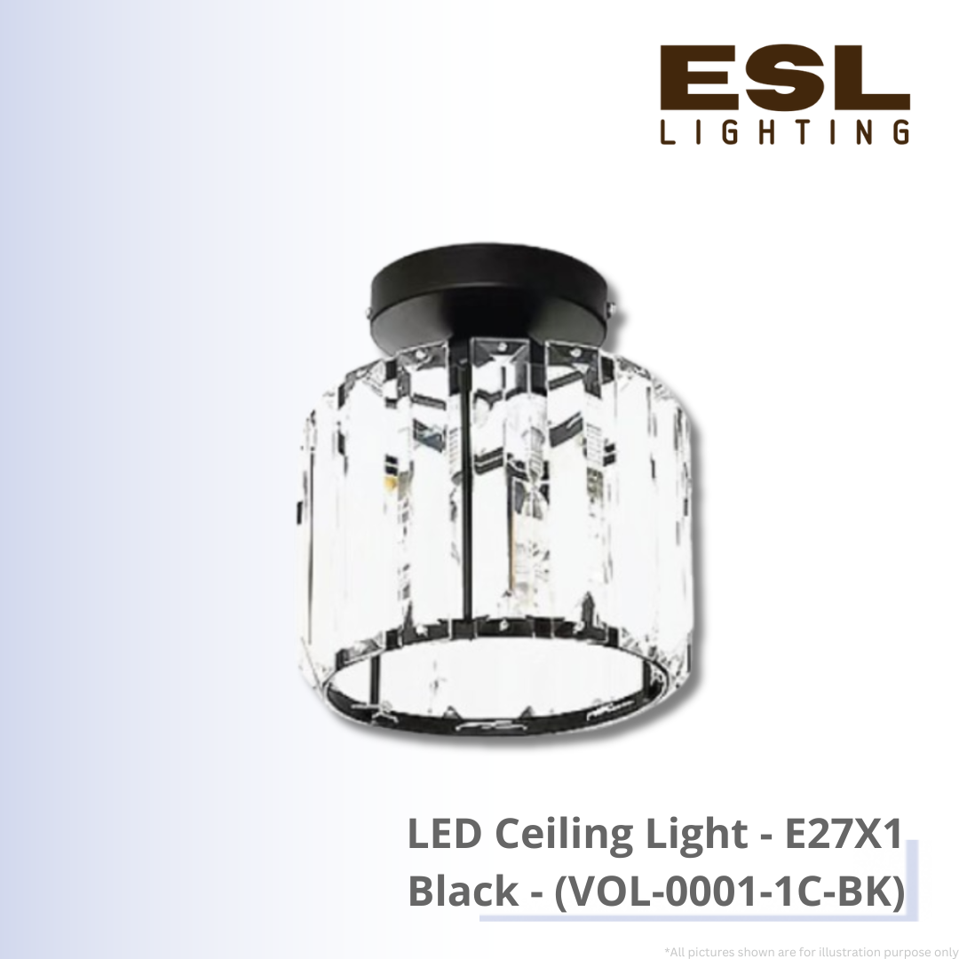 LED Ceiling Light E27X1 Black - VOL-0001-1C-BK