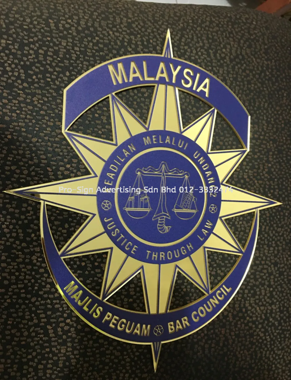 GOLD MIRROR ACRYLIC CUT OUT DIRECT UV PRINT (BAR COUNCIL MALAYSIA, 2020, KL)