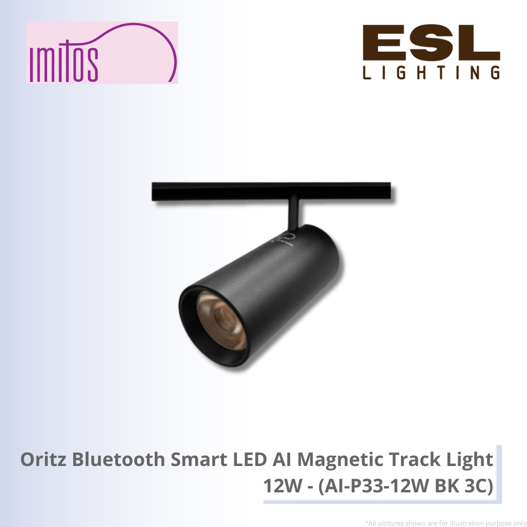 IMITOS Oritz Bluetooth Smart LED AI Magnetic Track Light 12W - AI-P33-12W BK 3C