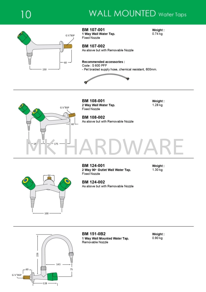 WALL MOUNTED (WATER TAPS)