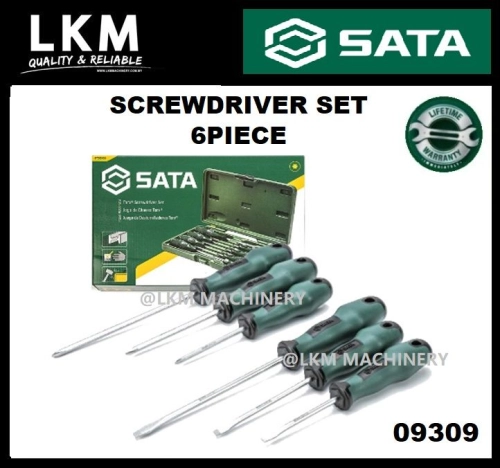 SATA 09309 6 Pcs Dual Material Soft Grip Combination Screwdriver Set